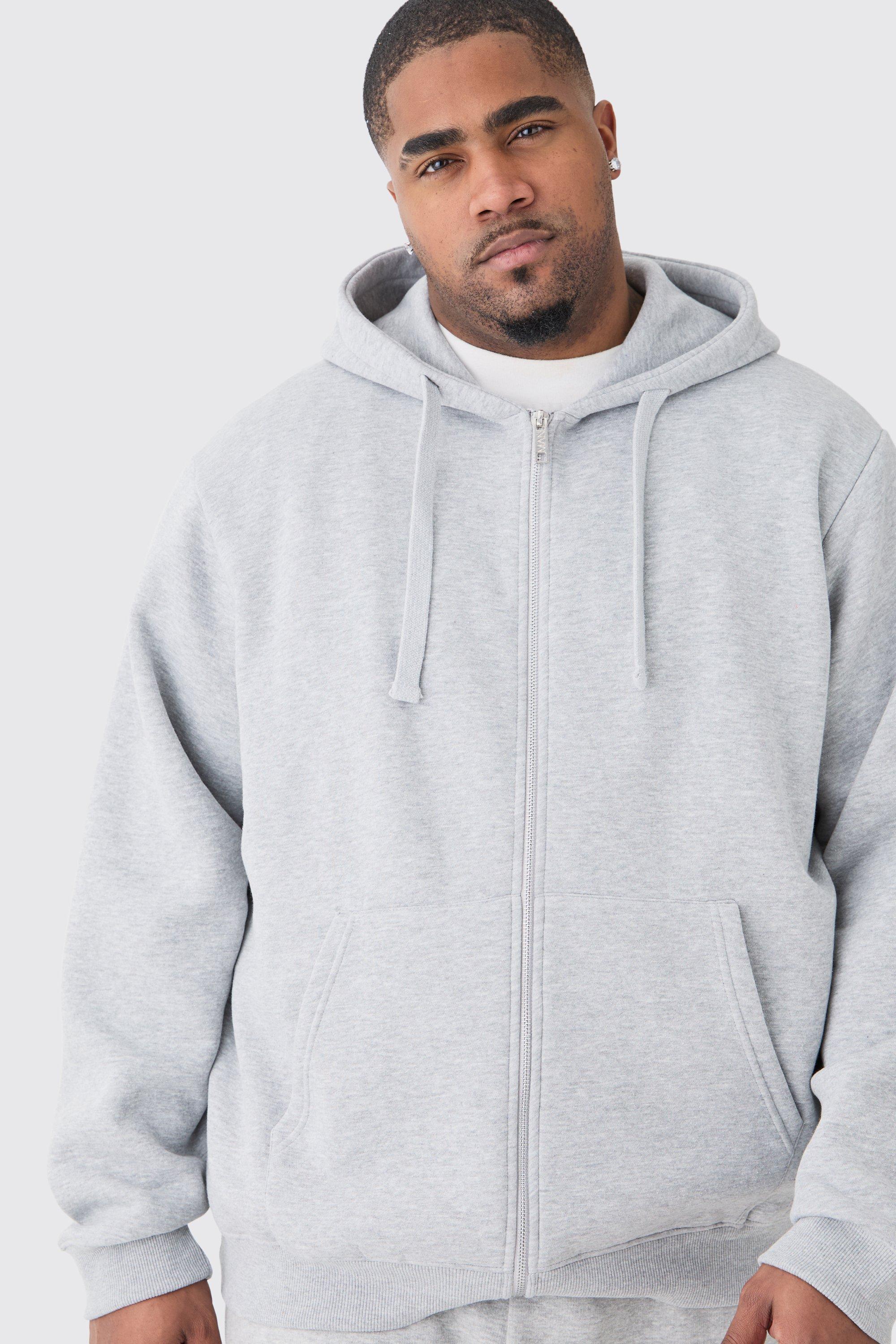 Plus Basic Zip Through Hoodie In Grey Marl